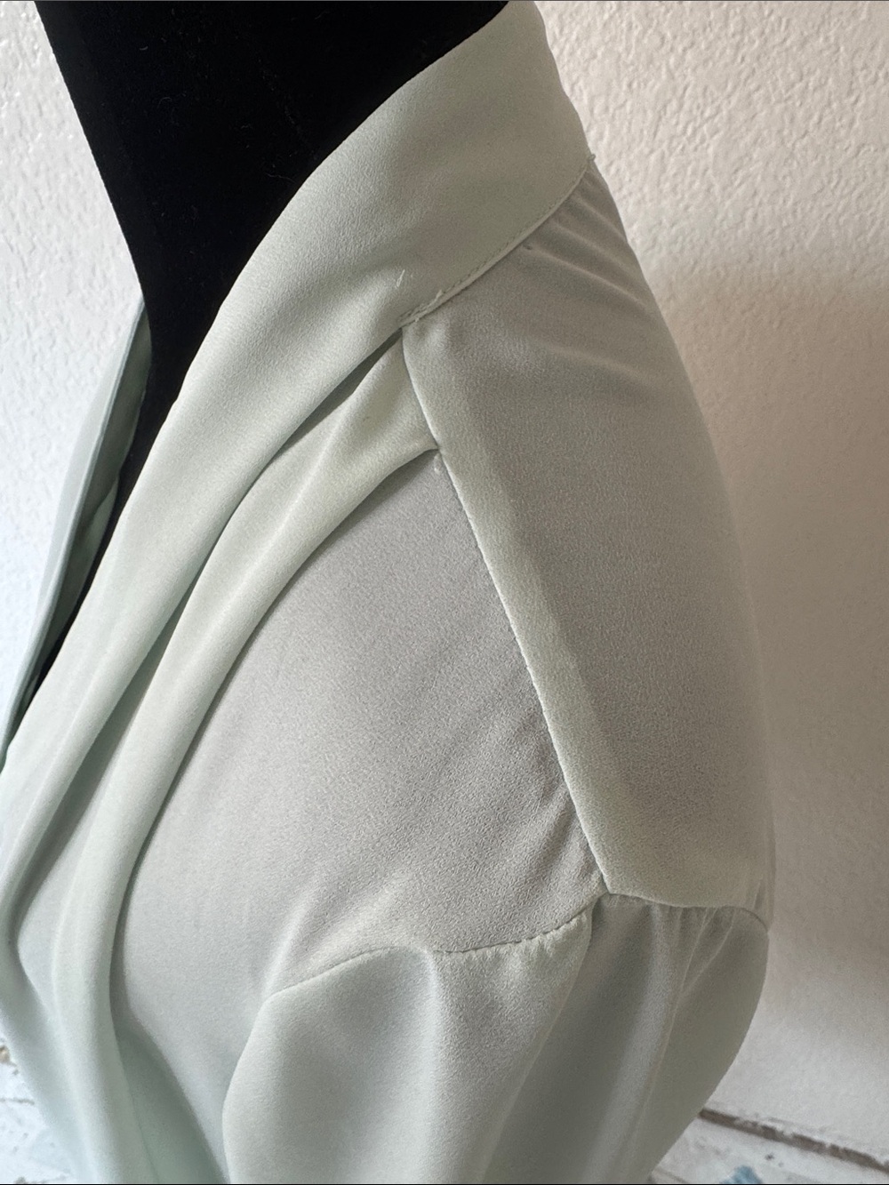 Light Green V-Neck Long Sleeve Women's Blouse - Picture 2 of 5